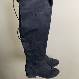 le chateau black over the knee suede boots